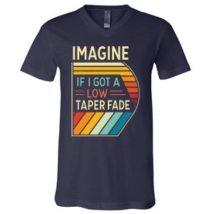 Retro Imagine If I Got A Low Taper Fade Funny Viral Meme V-Neck T-Shirt