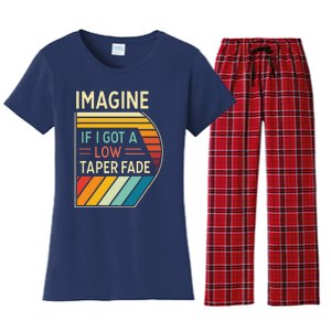 Retro Imagine If I Got A Low Taper Fade Funny Viral Meme Women's Flannel Pajama Set