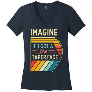 Retro Imagine If I Got A Low Taper Fade Funny Viral Meme Women's V-Neck T-Shirt