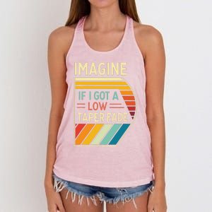 Retro Imagine If I Got A Low Taper Fade Funny Viral Meme Women's Knotted Racerback Tank