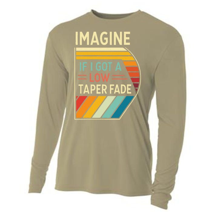 Retro Imagine If I Got A Low Taper Fade Funny Viral Meme Cooling Performance Long Sleeve Crew