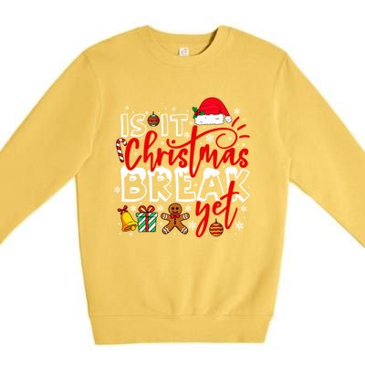 Retro Is It Christmas Break Yet Retro Xmas Winter Saying Gift Premium Crewneck Sweatshirt