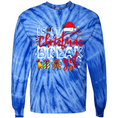 Retro Is It Christmas Break Yet Retro Xmas Winter Saying Gift Tie-Dye Long Sleeve Shirt