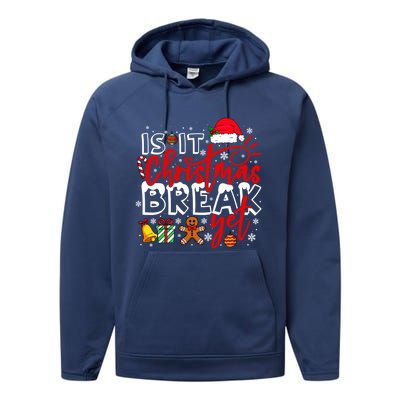 Retro Is It Christmas Break Yet Retro Xmas Winter Saying Gift Performance Fleece Hoodie