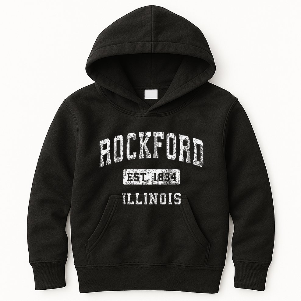 Rockford Illinois Il Vintage Established Kids Hoodie