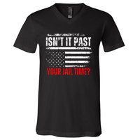 Retro IsnT It Past Your Jail Time Vintage American Flag V-Neck T-Shirt