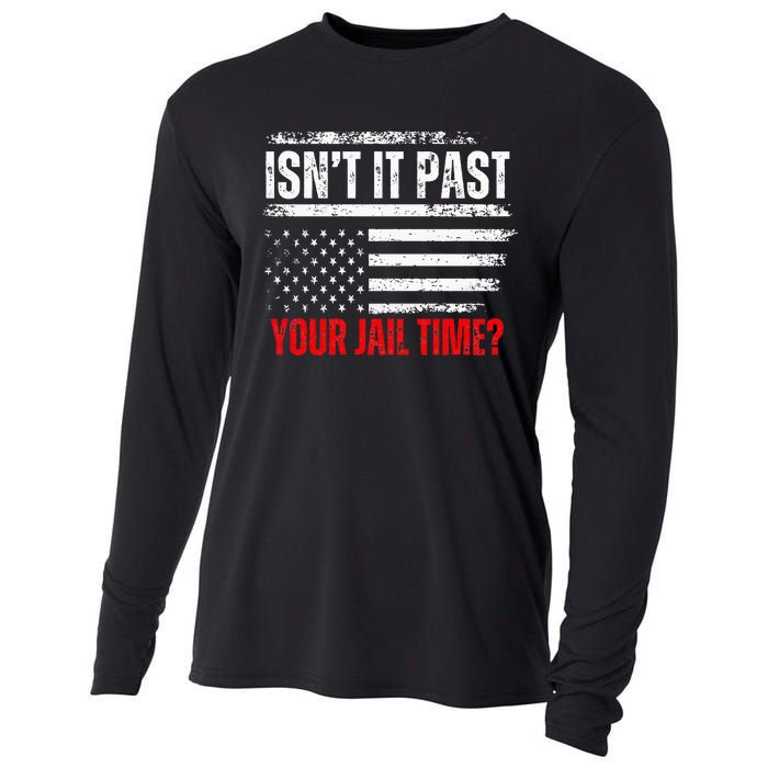 Retro IsnT It Past Your Jail Time Vintage American Flag Cooling Performance Long Sleeve Crew