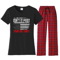 Retro IsnT It Past Your Jail Time Vintage American Flag Women's Flannel Pajama Set