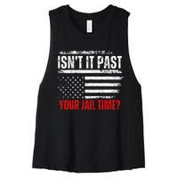 Retro IsnT It Past Your Jail Time Vintage American Flag Women's Racerback Cropped Tank