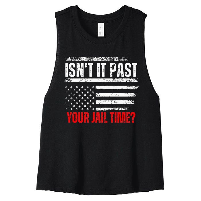 Retro IsnT It Past Your Jail Time Vintage American Flag Women's Racerback Cropped Tank