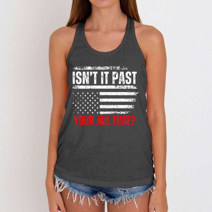 Retro IsnT It Past Your Jail Time Vintage American Flag Women's Knotted Racerback Tank