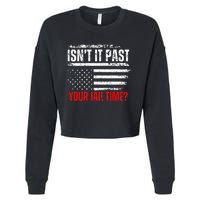 Retro IsnT It Past Your Jail Time Vintage American Flag Cropped Pullover Crew