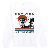 Raccoon It Is What It Is And It Is Not Great Premium Crewneck Sweatshirt