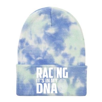 Racing ItS In My Dna Racer Race Car Racing Dirt Track Gift Tie Dye 12in Knit Beanie