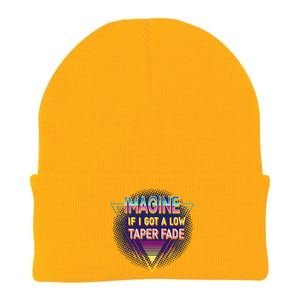 Retro Imagine If I Got A Low Taper Fade Funny Viral Meme Knit Cap Winter Beanie