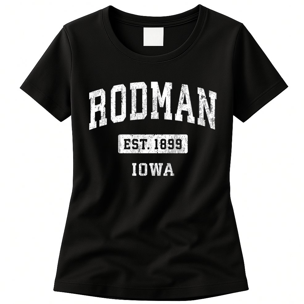 Rodman Iowa Ia Vintage Sports Established Womens T-Shirt