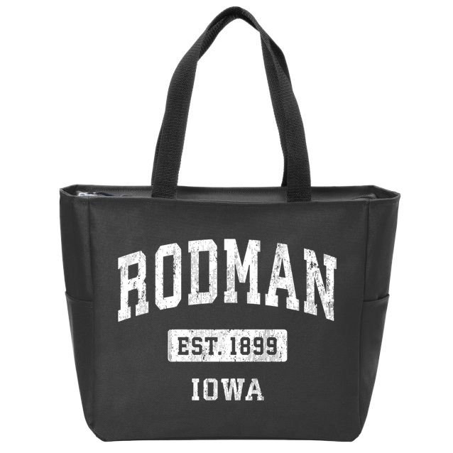 Rodman Iowa Ia Vintage Sports Established Zip Tote Bag