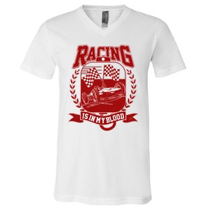 Racing Is In My Blood V-Neck T-Shirt