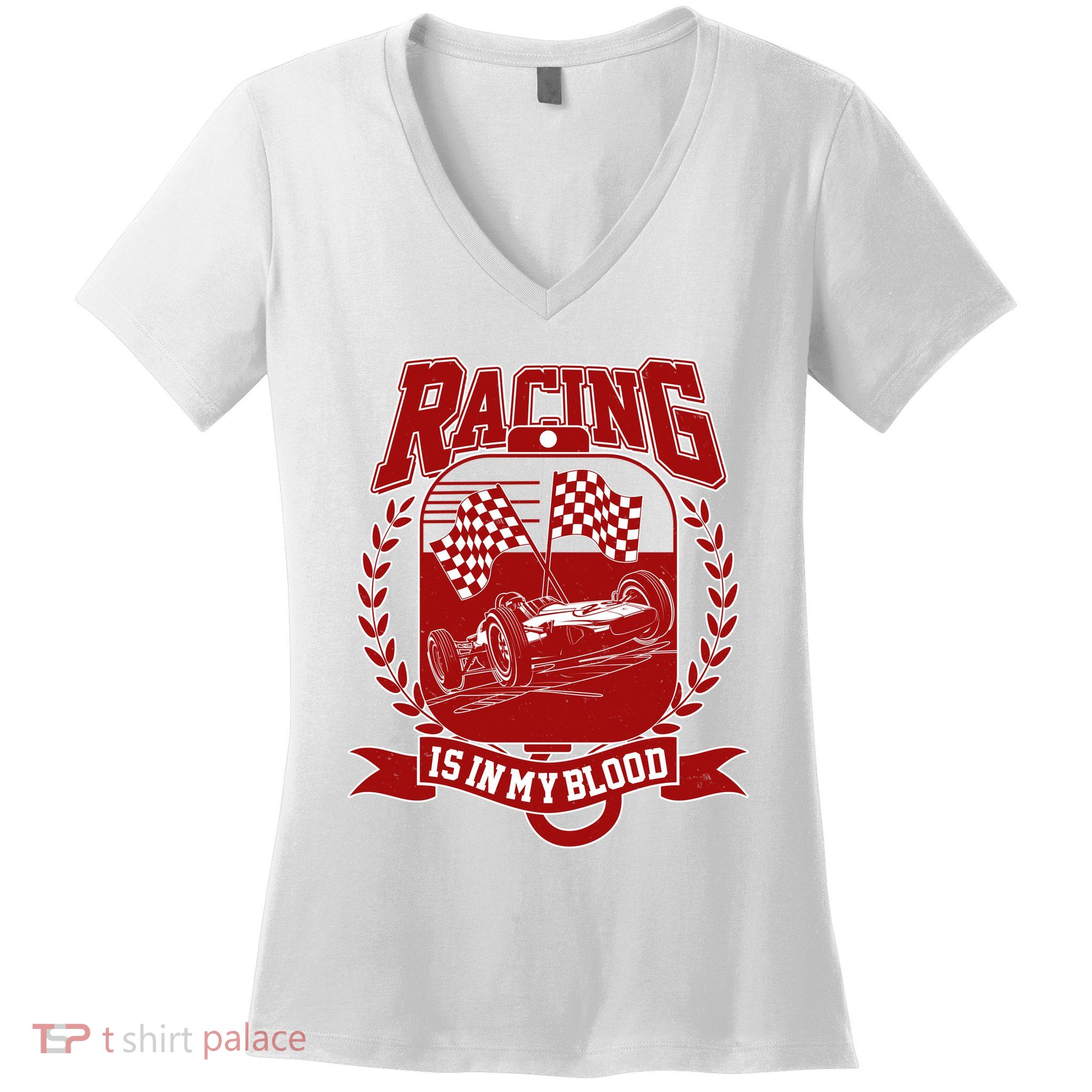 Racing Is In My Blood Women's V-Neck T-Shirt