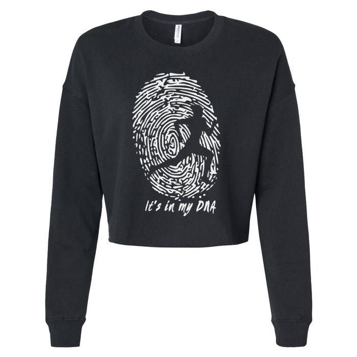 Running ItS In My Dna Cropped Pullover Crew