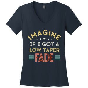 Retro Imagine If I Got A Low Taper Fade Funny Viral Meme Women's V-Neck T-Shirt