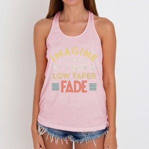 Retro Imagine If I Got A Low Taper Fade Funny Viral Meme Women's Knotted Racerback Tank