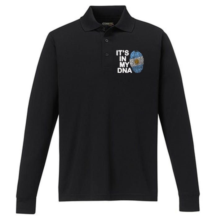 Retro It's In My DNA Argentinian Argentine soccer Performance Long Sleeve Polo