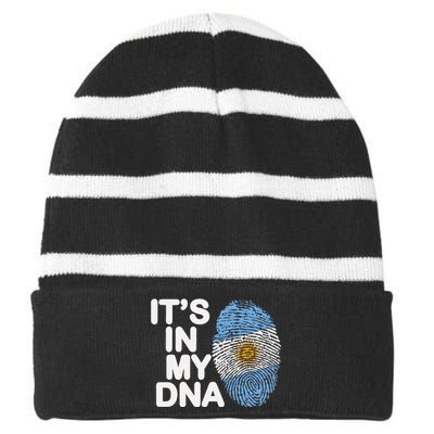 Retro It's In My DNA Argentinian Argentine soccer Striped Beanie with Solid Band