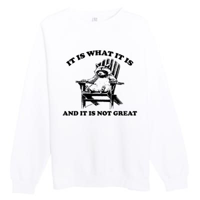 Raccoon It Is What It Is And It Is Not Great Premium Crewneck Sweatshirt