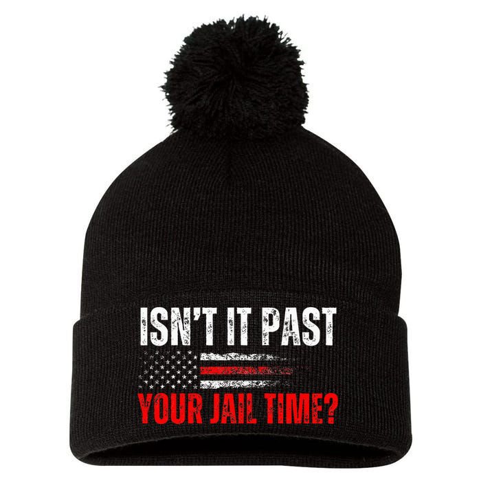 Retro IsnT It Past Your Jail Time Vintage American Flag Pom Pom 12in Knit Beanie