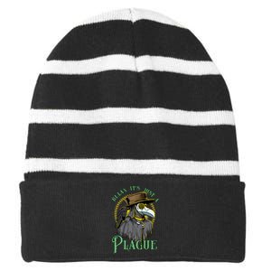 Relax ItS Just A Plague Funny Doctor Middle Age Medicine Striped Beanie with Solid Band