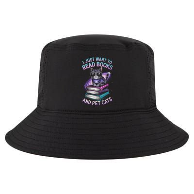 Retro I Just Want To Read Books And Pet Cats Cats Cool Comfort Performance Bucket Hat
