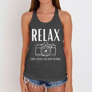 Relax  I just wanna take some pictures  Women's Knotted Racerback Tank