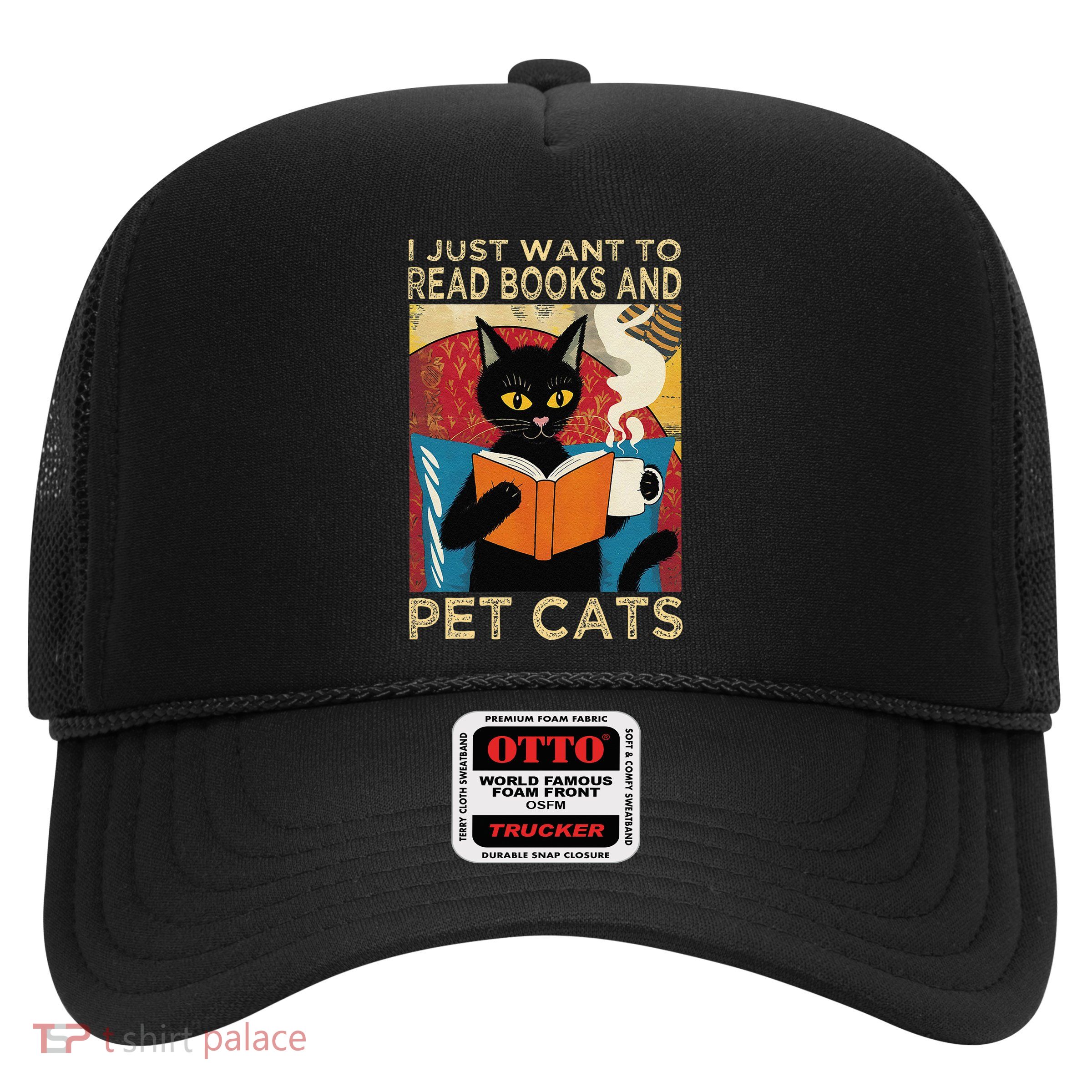 Retro I Just Want To Read Books And Pet Cats Cat Trucker Hat
