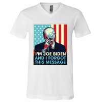 Retro Im Joe Biden And I Forgot This Message Us Flag V-Neck T-Shirt