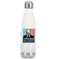 Retro Im Joe Biden And I Forgot This Message Us Flag Stainless Steel Insulated Water Bottle