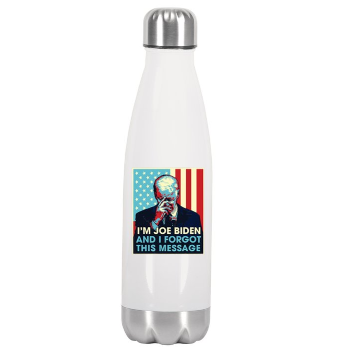 Retro Im Joe Biden And I Forgot This Message Us Flag Stainless Steel Insulated Water Bottle