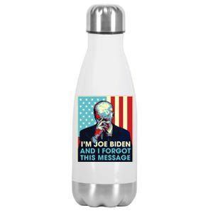 Retro Im Joe Biden And I Forgot This Message Us Flag Stainless Steel Insulated Water Bottle