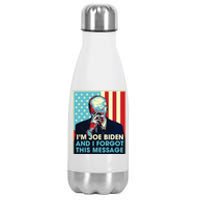 Retro Im Joe Biden And I Forgot This Message Us Flag Stainless Steel Insulated Water Bottle