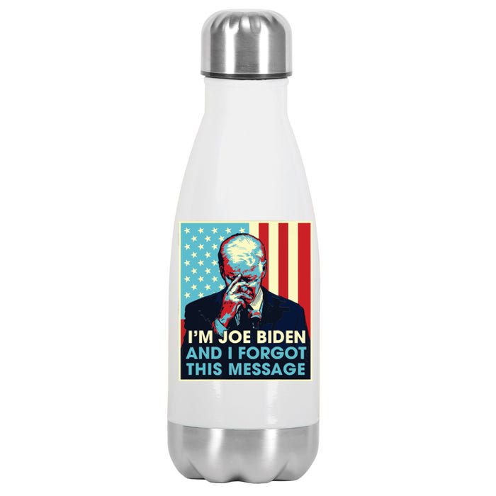 Retro Im Joe Biden And I Forgot This Message Us Flag Stainless Steel Insulated Water Bottle