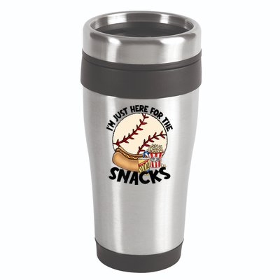 Retro I'm Just Here For The Snacks Funny Baseball Lover 16oz Travel Tumbler