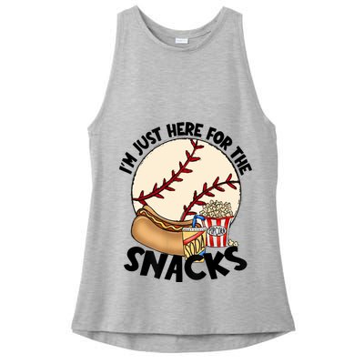 Retro I'm Just Here For The Snacks Funny Baseball Lover Ladies PosiCharge Tri-Blend Wicking Tank
