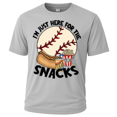 Retro I'm Just Here For The Snacks Funny Baseball Lover Cooling Performance Crew T-Shirt