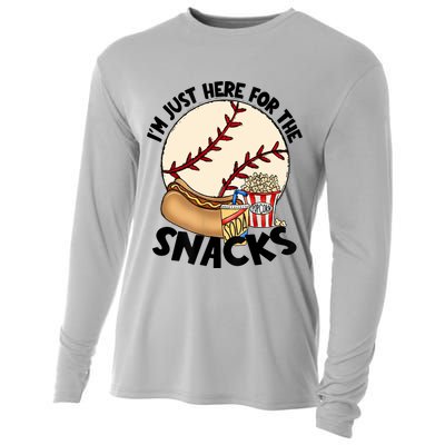 Retro I'm Just Here For The Snacks Funny Baseball Lover Cooling Performance Long Sleeve Crew