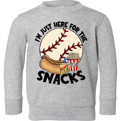 Retro I'm Just Here For The Snacks Funny Baseball Lover Toddler Sweatshirt