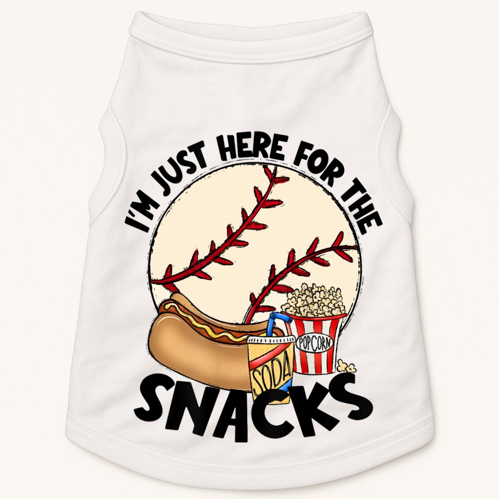 Retro I'm Just Here For The Snacks Funny Baseball Lover Doggie Tank