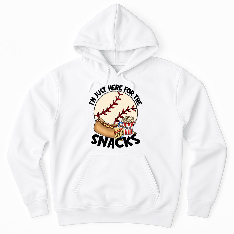 Retro I'm Just Here For The Snacks Funny Baseball Lover Hoodie