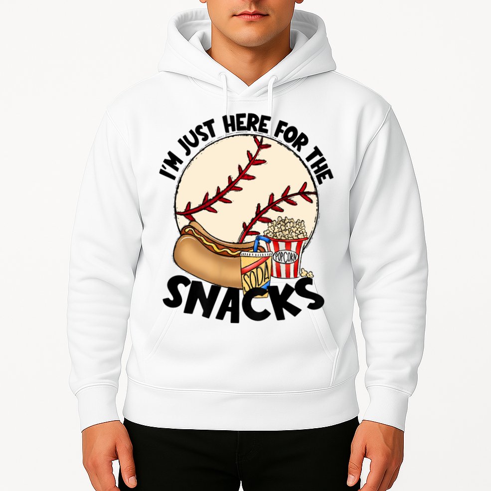 Retro I'm Just Here For The Snacks Funny Baseball Lover Hoodie