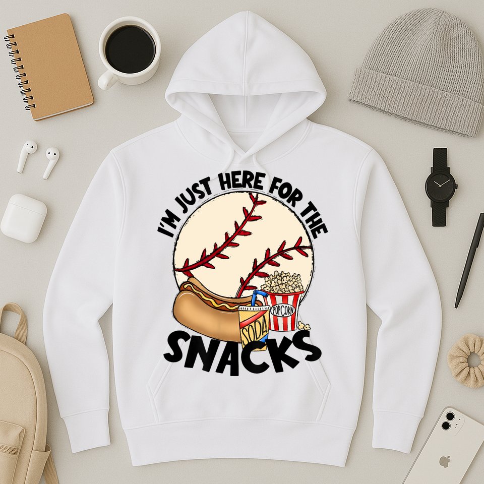 Retro I'm Just Here For The Snacks Funny Baseball Lover Hoodie
