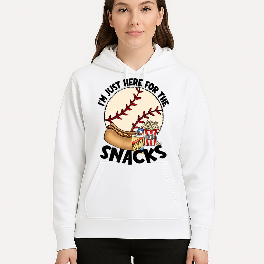 Retro I'm Just Here For The Snacks Funny Baseball Lover Hoodie